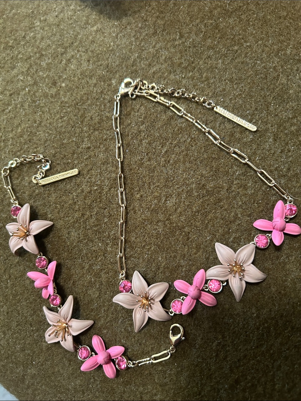 Floral Pink Statement Necklace and Bracelet Set - Rebecca Minkoff